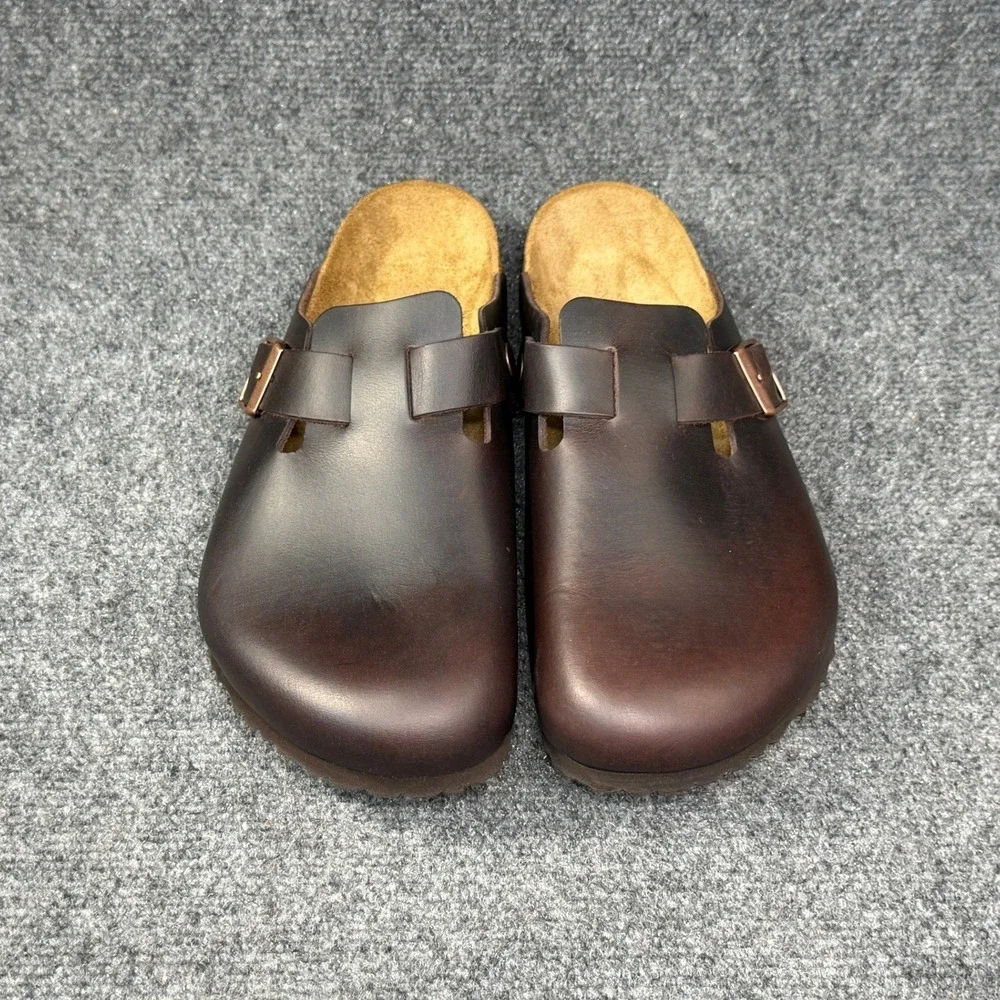 Birkenstock Boston Clog Sandals Men's 10 Habana Brown Oiled Leather Slip On Shoe